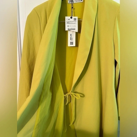 NWT ZARA XS Lime Green Pareo Mini Wrap Blazer Tie Dress SPRING Summer Vacation - Picture 9 of 16